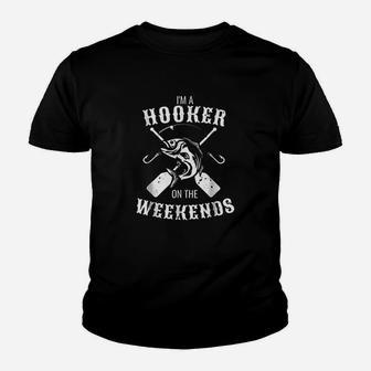 Funny I Am A Hooker On The Weekends Carp Fishing Pole Kid T-Shirt - Seseable