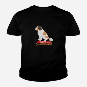 Funny I Love My St Bernard Dog Cute Saint Dog Breed Kid T-Shirt - Seseable