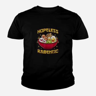 Funny Japanese Ramen Noodles Hopeless Ramen-tic Ramentic Kid T-Shirt - Seseable