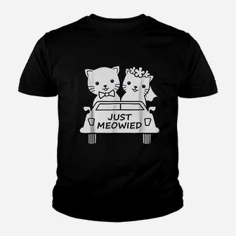 Funny Just Meowied Married Cat Lover Couple Gift Kid T-Shirt - Seseable