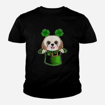 Funny Leprechaun Hat Shih Tzu Dog Kid T-Shirt - Seseable