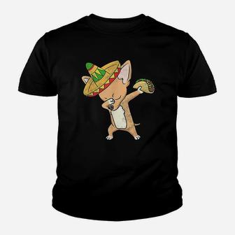 Funny Mexican Chihuahua Dog Taco Dabbing Cinco De Mayo Kid T-Shirt - Seseable