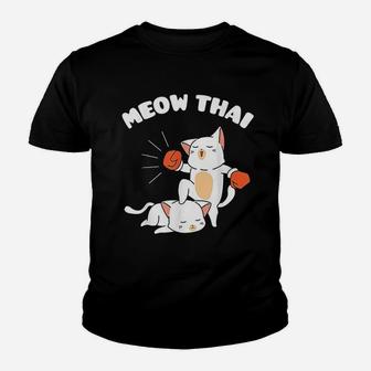 Funny Muay Thai Cats Thai Boxing Fighter Gift Youth T-shirt - Seseable
