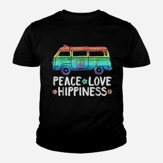 Funny Peace Love Hippiness Peace Van Hippie Bus Rainbow Kid T-Shirt - Seseable