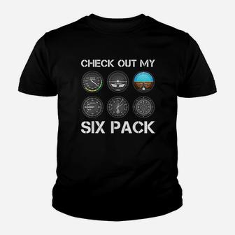 Funny Pilot Top Airplane Six Pack Flight Instruments Kid T-Shirt - Seseable
