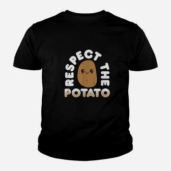 Funny Potato Gift Cute Kawaii Style Respect The Potato Kid T-Shirt - Seseable
