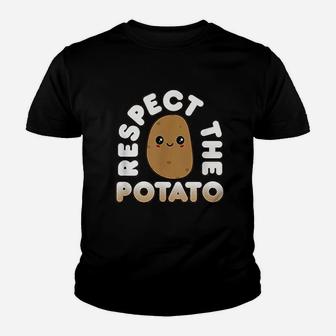 Funny Potato Gift Cute Kawaii Style Respect The Potato Kid T-Shirt - Seseable