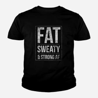 Funny Powerlifter Fat Strongman Powerlifting Kid T-Shirt - Seseable