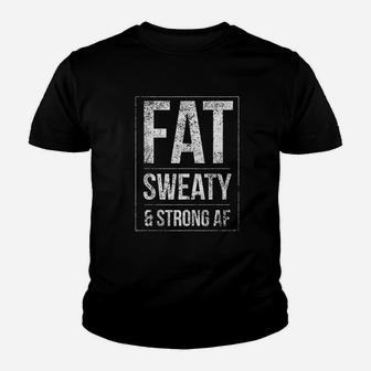 Funny Powerlifter Fat Strongman Powerlifting Strong And Heavy Kid T-Shirt - Seseable