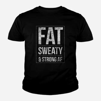 Funny Powerlifter Fat Strongman Powerlifting Strong Kid T-Shirt - Seseable