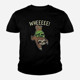 Funny Running Marathon Runners Gift Sloth Turtle Snail Kid T-Shirt - Seseable