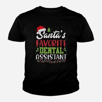 Funny Santas Favorite Dental Assistant Christmas Santa Hat Kid T-Shirt - Seseable