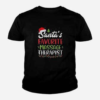 Funny Santas Favorite Massage Therapist Christmas Gift Kid T-Shirt - Seseable