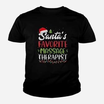 Funny Santas Favorite Massage Therapist Christmas Gift Kid T-Shirt - Seseable