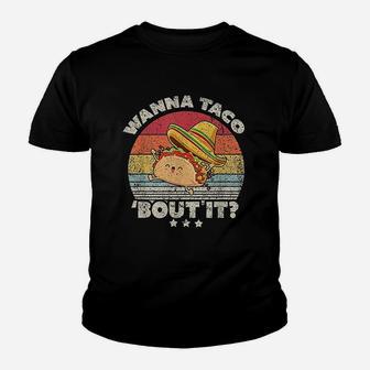 Funny Taco Retro Style Wanna Taco Bout It Kid T-Shirt - Seseable
