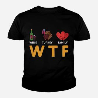 Funny Thanksgiving Party Gift Wine Turkey Family Kid T-Shirt - Seseable