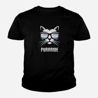Funny Transgender Pride Gift Cat Lover Lgbt Pride Kid T-Shirt - Seseable