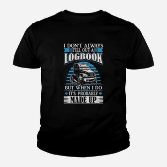 Funny Trucker Logbook Truck Driving On The Road Tractor Kid T-Shirt - Seseable