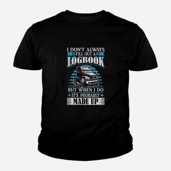Funny Trucker Logbook Truck Driving On The Road Tractor Kid T-Shirt - Seseable
