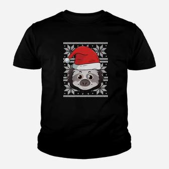 Funny Ugly Christmas Sloth Gift Santa Claus Hat Cute Kid T-Shirt - Seseable