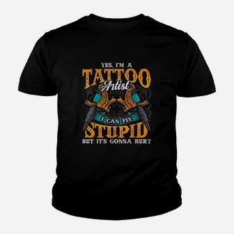Funny Vintage Tattoo Artist Quote Tattooing Machine Kid T-Shirt - Seseable
