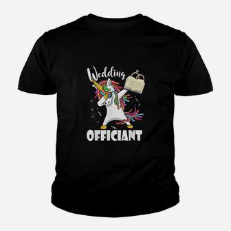 Funny Wedding Officiant Cute Dabbing Unicorn Pastor Wedding Kid T-Shirt - Seseable