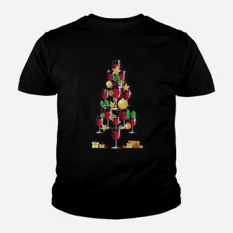 Funny Wine Christmas Tree Christmas Kid T-Shirt - Seseable