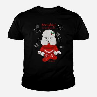 Funny Yoga Christmas Dog Poodle Lovers Kid T-Shirt - Seseable