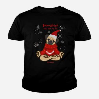 Funny Yoga Christmas Dog Pug Lovers Kid T-Shirt - Seseable