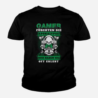 Gamer-Apokalypse Kinder Tshirt, Schwarzes mit Spruch & Totenkopf-Design - Seseable