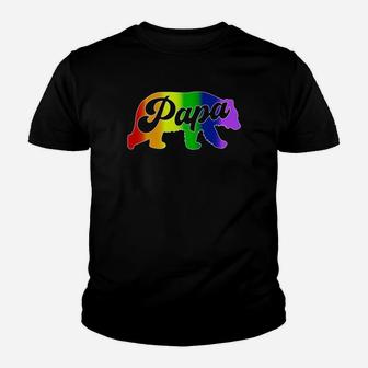 Gay Dad Shirt Papa Bear Pride Rainbow Colors Fathers Day Kid T-Shirt - Seseable