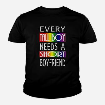 Gay Pride Valentines Day Lgbt Gift Tall Boyfriend Gay Couple Kid T-Shirt - Seseable