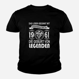 Geburt von Legenden 1961 Kinder Tshirt, Schwarzes Retro Geburtstagsshirt - Seseable