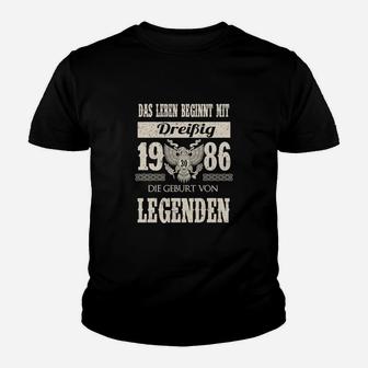 Geburtsjahr 1986 Legenden Kinder Tshirt, Retro Motto Design - Seseable