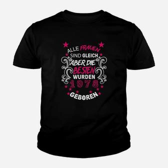 Geburtstags-Kinder Tshirt Damen 1978, Retro Jahrgang Schwarz & Pink - Seseable