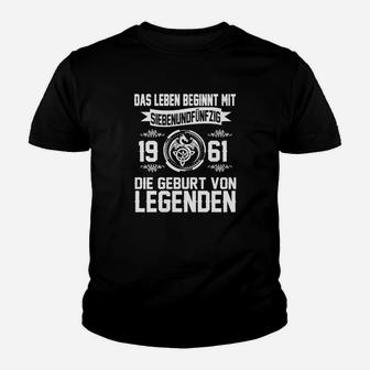 Geburtstagsshirt Legenden 1961, Vintage 75. Geburtstag Tee Kinder Tshirt - Seseable