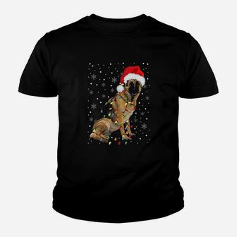 German Shepherd Christmas Santa Hat Funny Christmas Dog Love Kid T-Shirt - Seseable