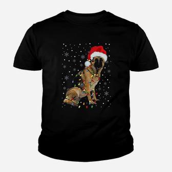 German Shepherd Christmas Santa Hat Funny Christmas Dog Love Kid T-Shirt - Seseable