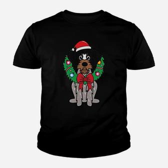 German Shorthaired Christmas Wreath Ornament Mom Dog Gift Kid T-Shirt | Seseable CA