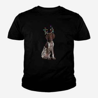 German Shorthaired Pointer Reindeer Christmas Dog Kid T-Shirt - Seseable