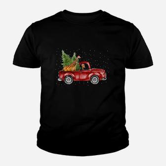 Giraffe Christmas Car Christmas Tree Kid T-Shirt - Seseable