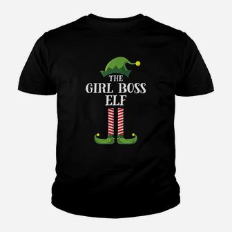 Girl Boss Elf Matching Family Group Christmas Party Kid T-Shirt | Seseable CA