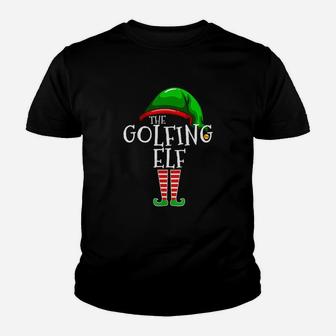 Golfing Elf Family Matching Group Christmas Golf Dad Kid T-Shirt - Seseable