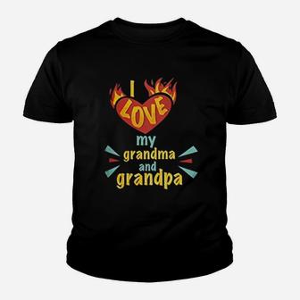Grandparent I Love My Grandma And Grandpa Kid T-Shirt - Seseable