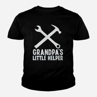 Grandpas Little Helper Funny Soon To Be Grandfather Kid T-Shirt - Seseable