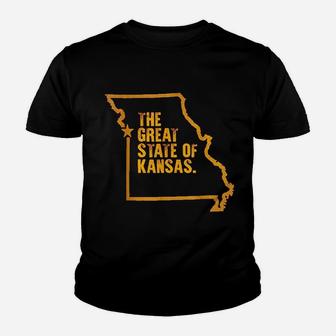 Great State Of Kansas Vintage Missouri Map Funny Kid T-Shirt - Seseable