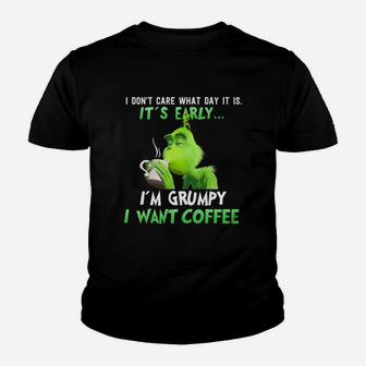 Grinch Im Grumpy I Want Coffee Christmas Kid T-Shirt - Seseable