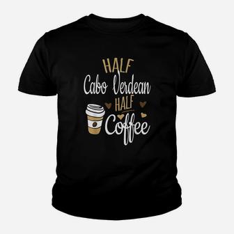 Half Coffee Half Cabo Verdean Gift Cape Verde Kid T-Shirt - Seseable