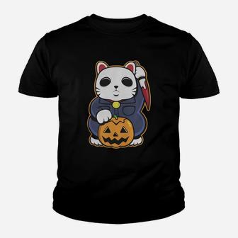 Halloween Lucky Cat Kid T-Shirt - Seseable