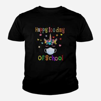 Happy 100 Days Of School Elementary Teacher Student Unicorn Kid T-Shirt - Seseable